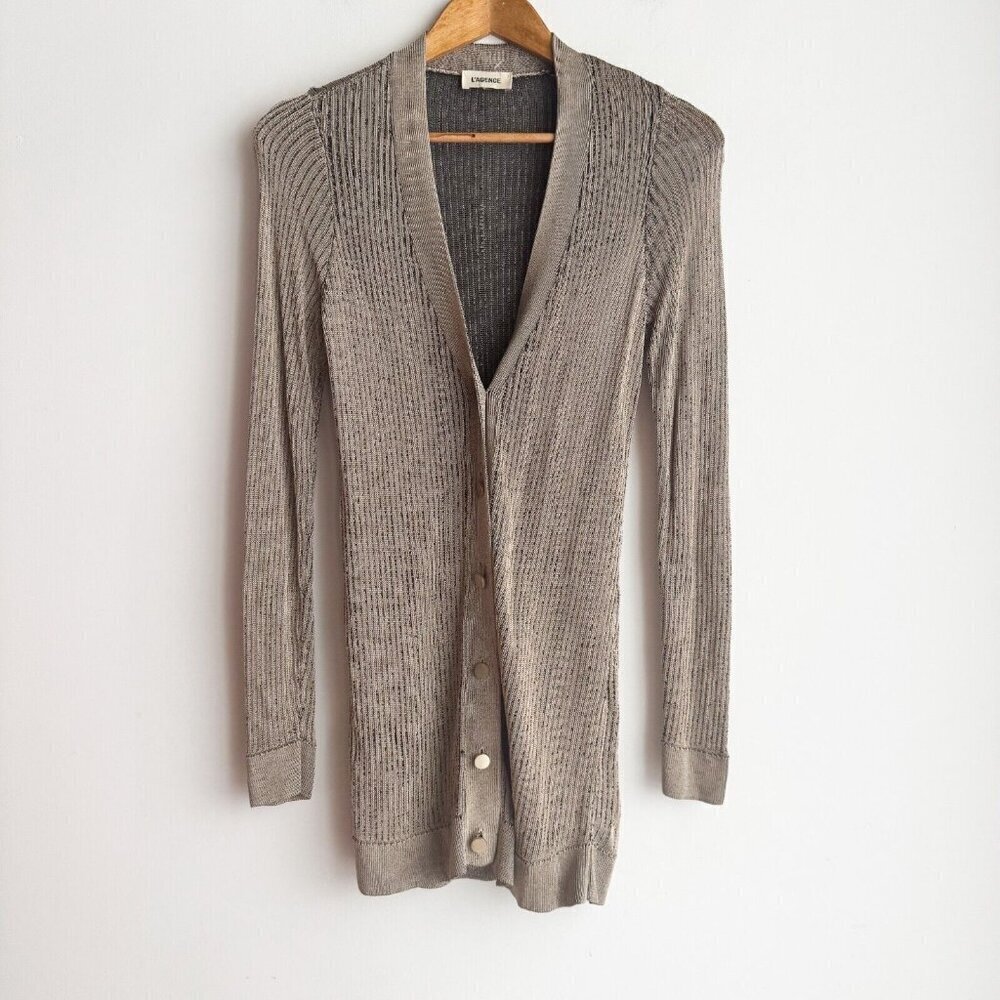 L'AGENCE Millie Cardigan Beige S - Picture 2 of 8
